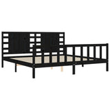 Cadre de lit sans matelas noir 200x200 cm bois massif de pin