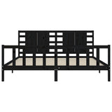 Cadre de lit sans matelas noir 200x200 cm bois massif de pin