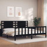 Cadre de lit sans matelas noir 200x200 cm bois massif de pin