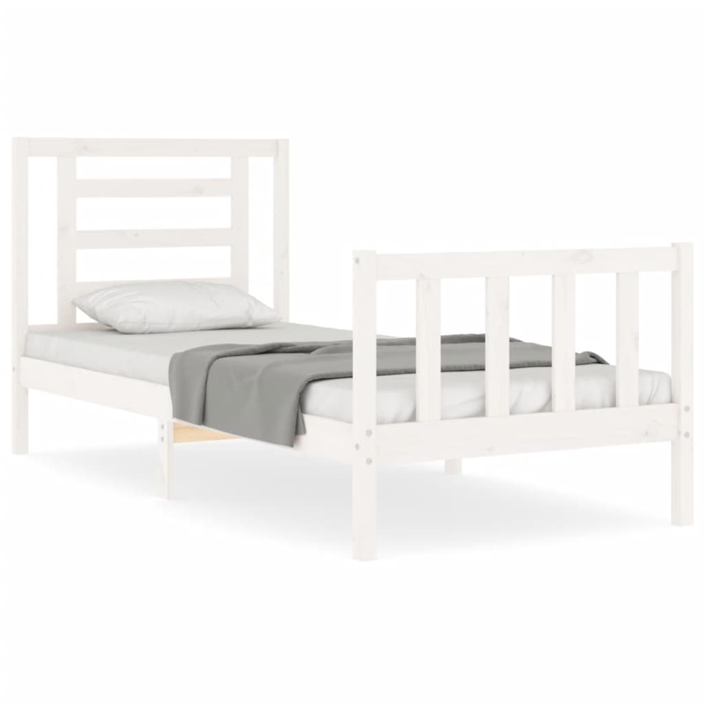 Cadre de lit sans matelas blanc bois de pin massif