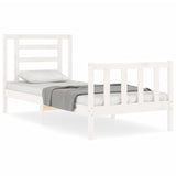 Cadre de lit sans matelas blanc bois de pin massif