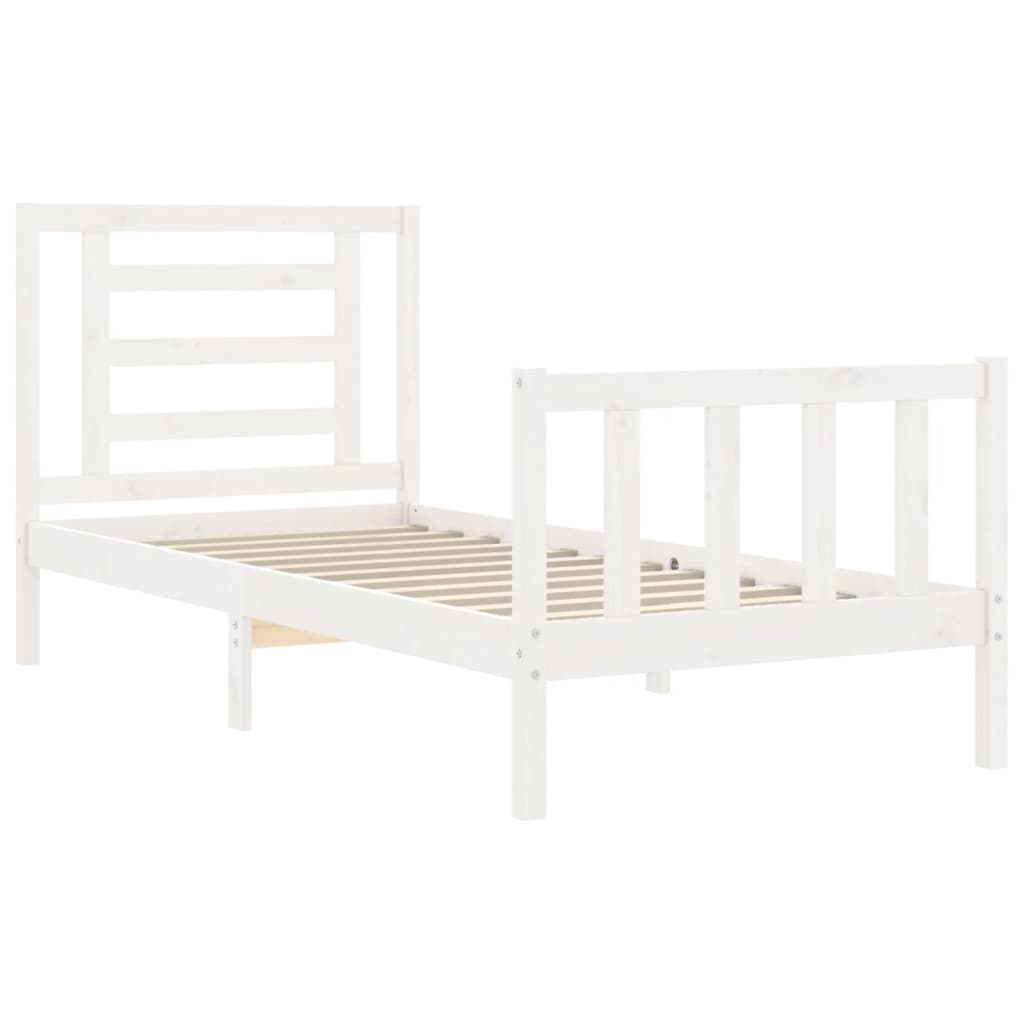 Cadre de lit sans matelas blanc bois de pin massif