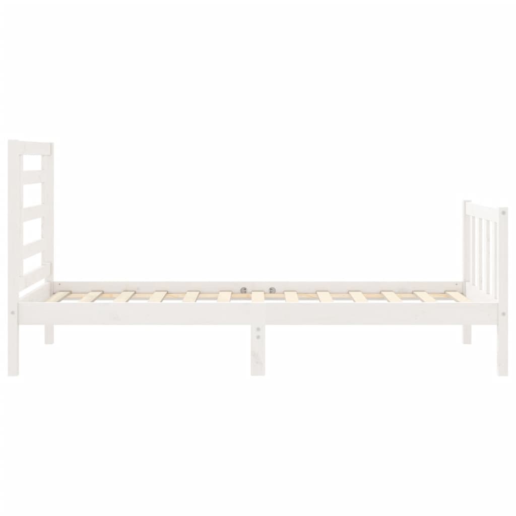 Cadre de lit sans matelas blanc bois de pin massif