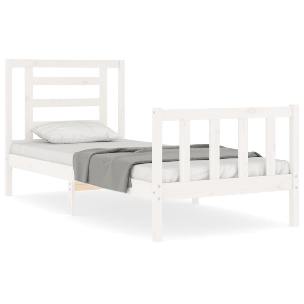 Bed frame without mattress white solid pine wood