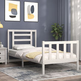 Bed frame without mattress white solid pine wood