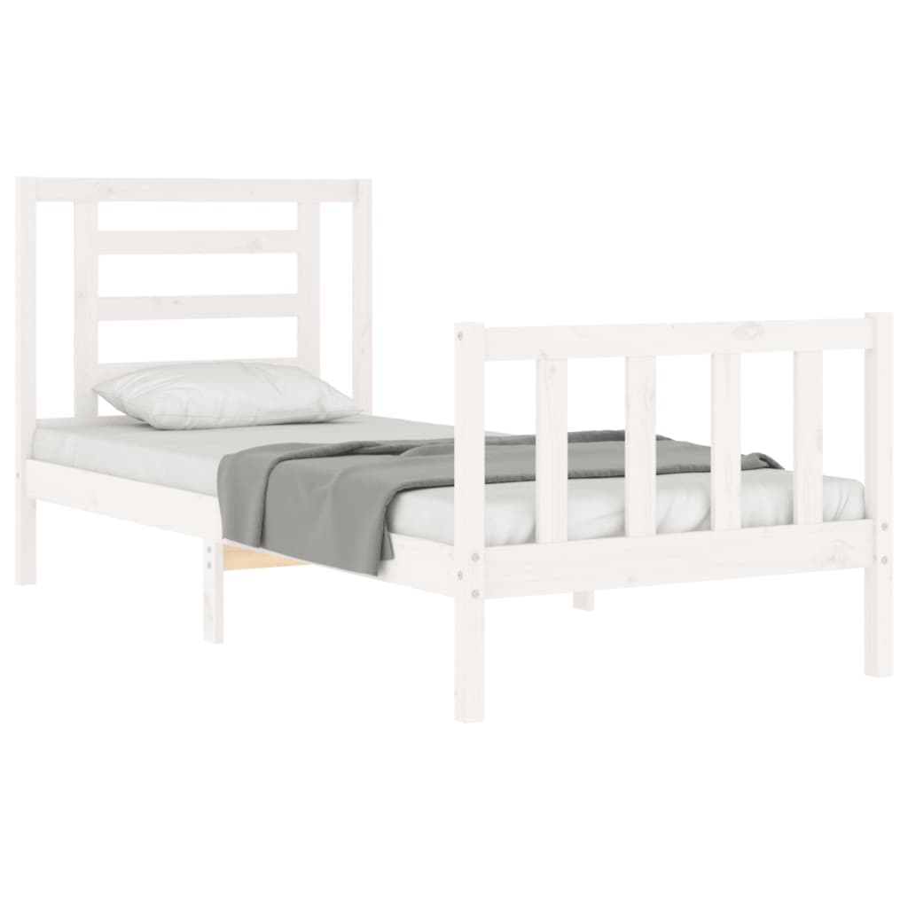 Bed frame without mattress white solid pine wood