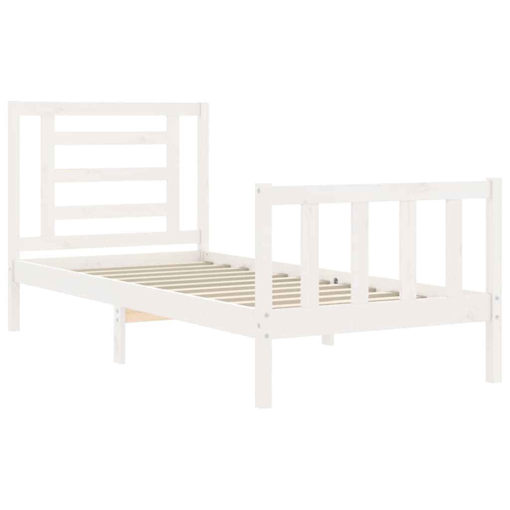 Bed frame without mattress white solid pine wood