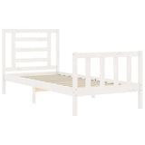 Bed frame without mattress white solid pine wood