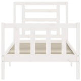 Bed frame without mattress white solid pine wood