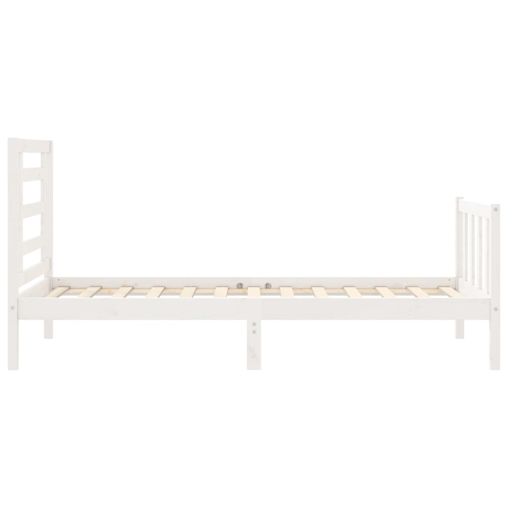 Bed frame without mattress white solid pine wood