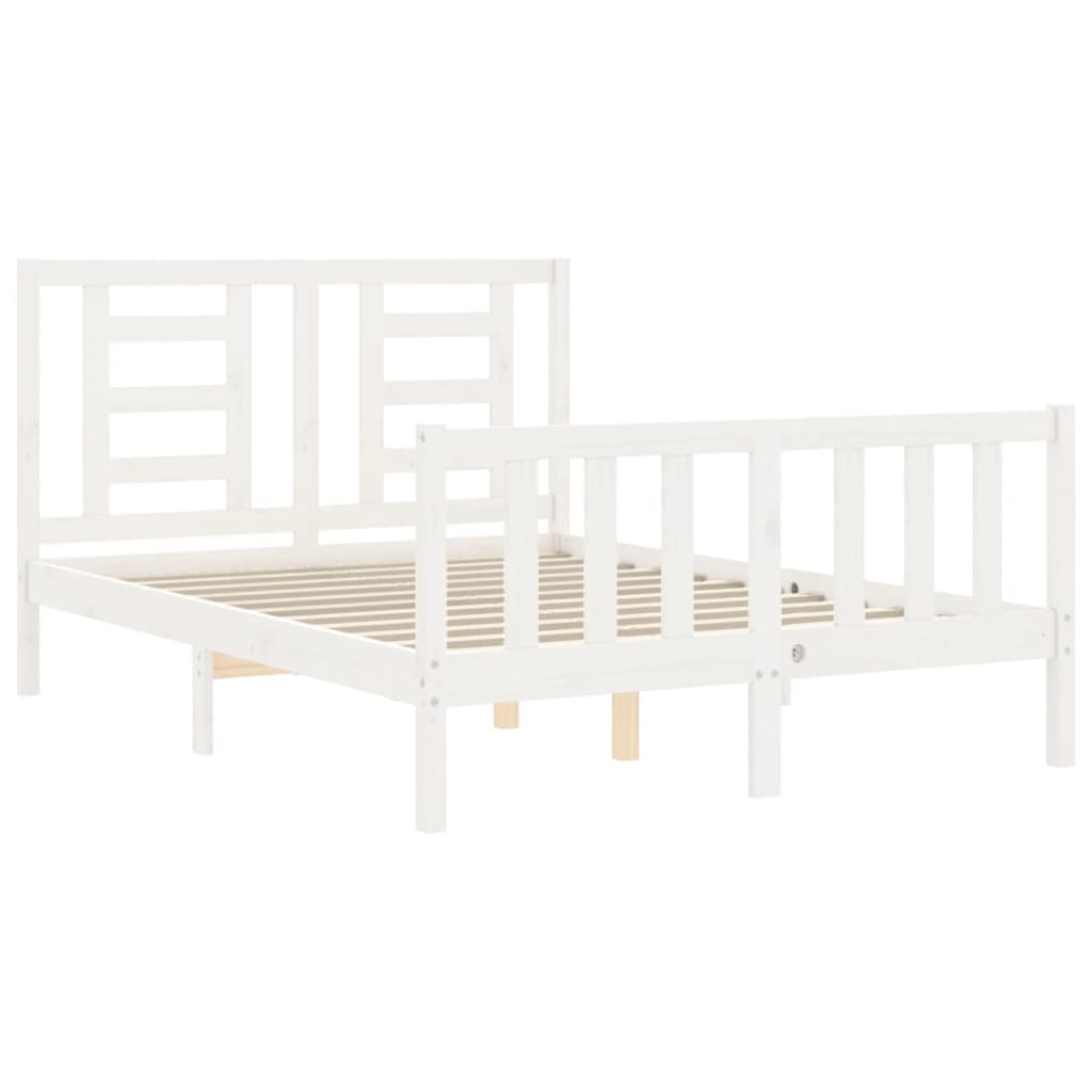 Cadre de lit sans matelas blanc bois de pin massif