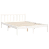 Cadre de lit sans matelas blanc bois de pin massif