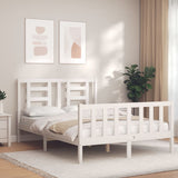 Cadre de lit sans matelas blanc bois de pin massif