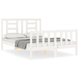 Bed frame without mattress white solid pine wood