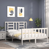 Bed frame without mattress white solid pine wood