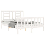 Bed frame without mattress white solid pine wood