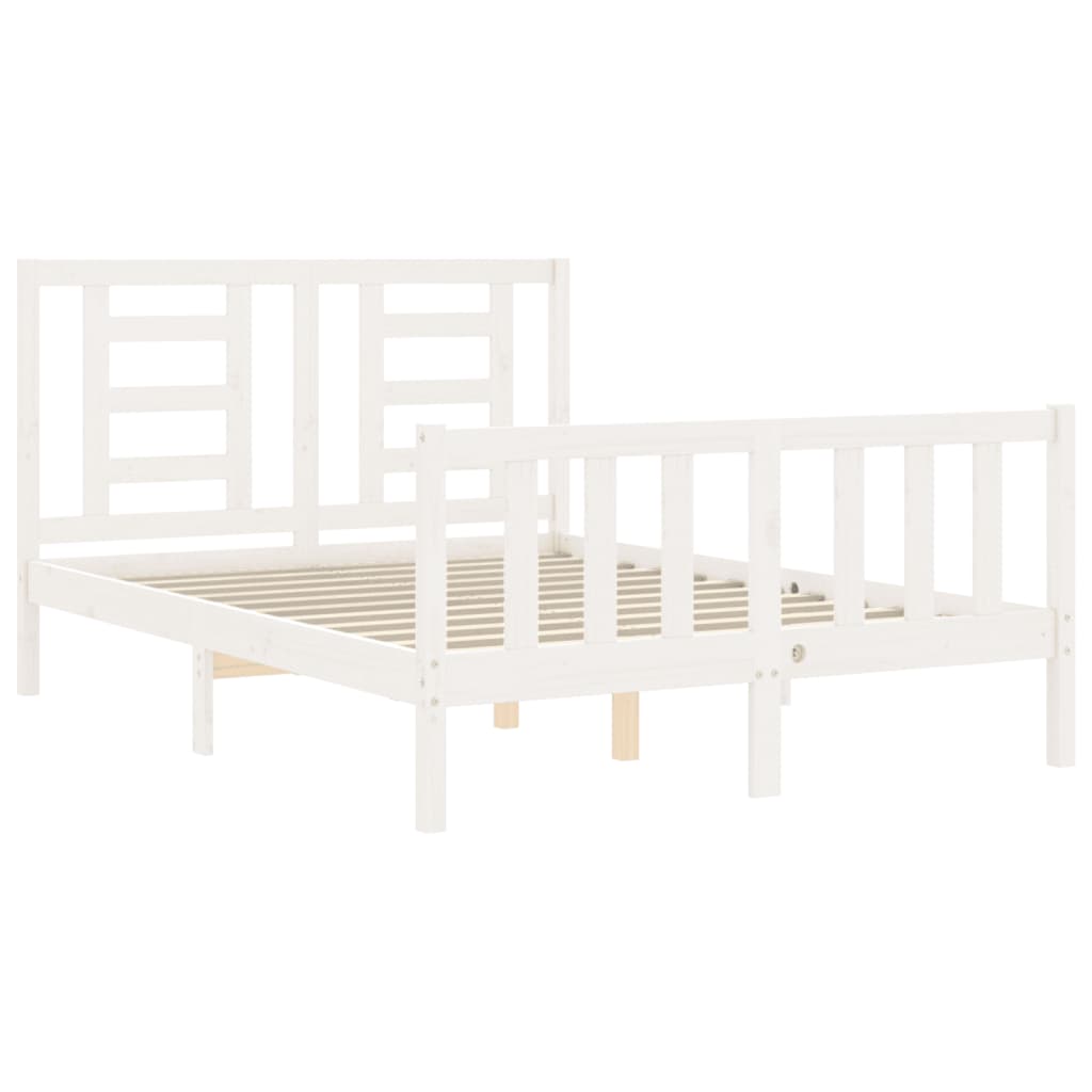 Bed frame without mattress white solid pine wood