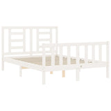 Bed frame without mattress white solid pine wood