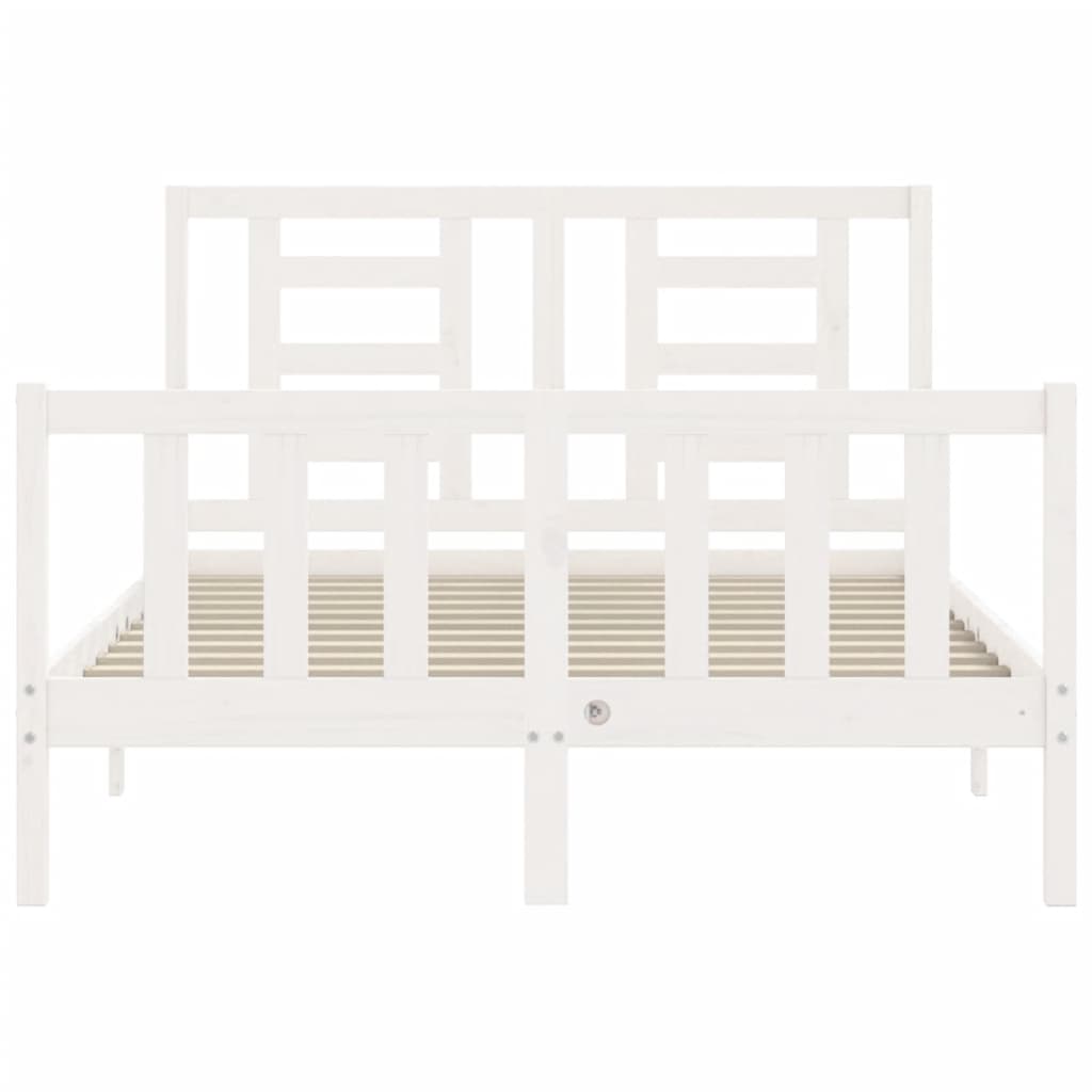 Bed frame without mattress white solid pine wood