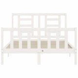 Bed frame without mattress white solid pine wood