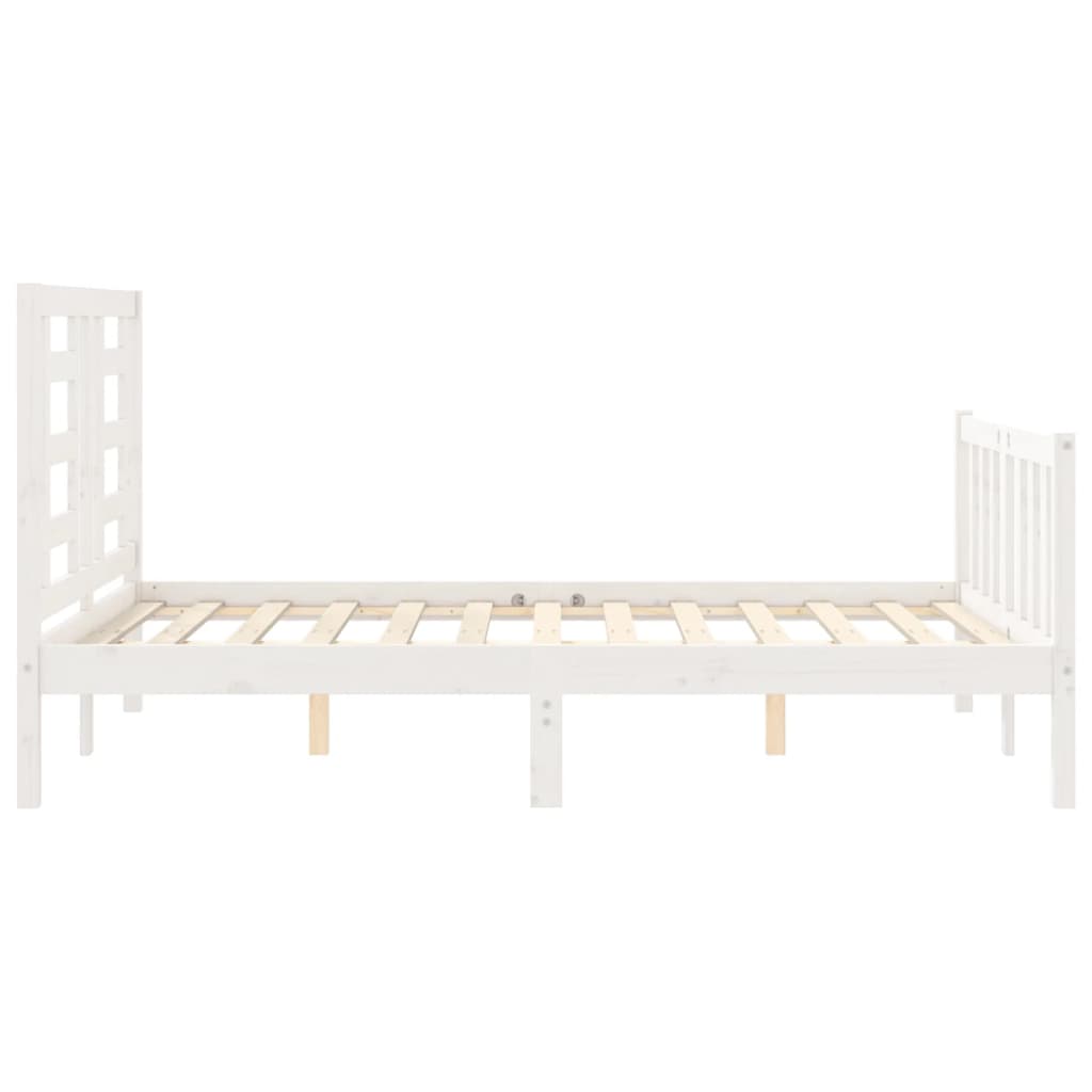 Bed frame without mattress white solid pine wood