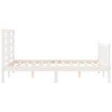 Bed frame without mattress white solid pine wood