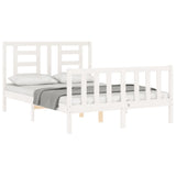 Bed frame without white mattress 140x190 cm solid pine wood