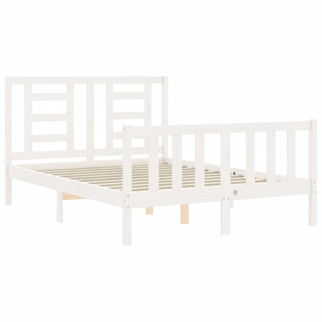 Bed frame without white mattress 140x190 cm solid pine wood