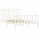 Bed frame without white mattress 140x190 cm solid pine wood