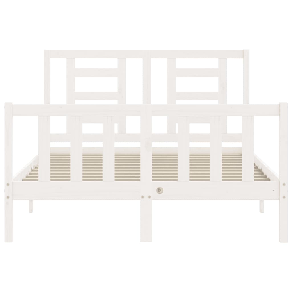 Bed frame without white mattress 140x190 cm solid pine wood