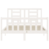 Bed frame without white mattress 140x190 cm solid pine wood