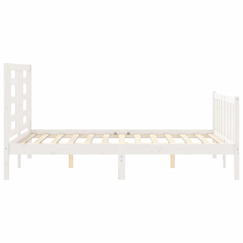 Bed frame without white mattress 140x190 cm solid pine wood