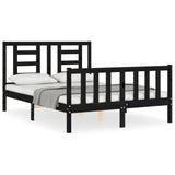 Cadre de lit sans matelas noir 140x190 cm bois de pin massif