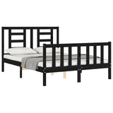 Cadre de lit sans matelas noir 140x190 cm bois de pin massif