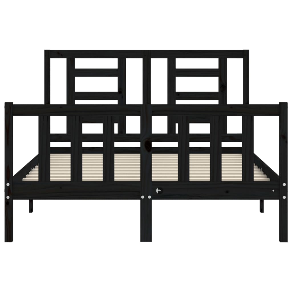 Cadre de lit sans matelas noir 140x190 cm bois de pin massif