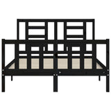 Cadre de lit sans matelas noir 140x190 cm bois de pin massif