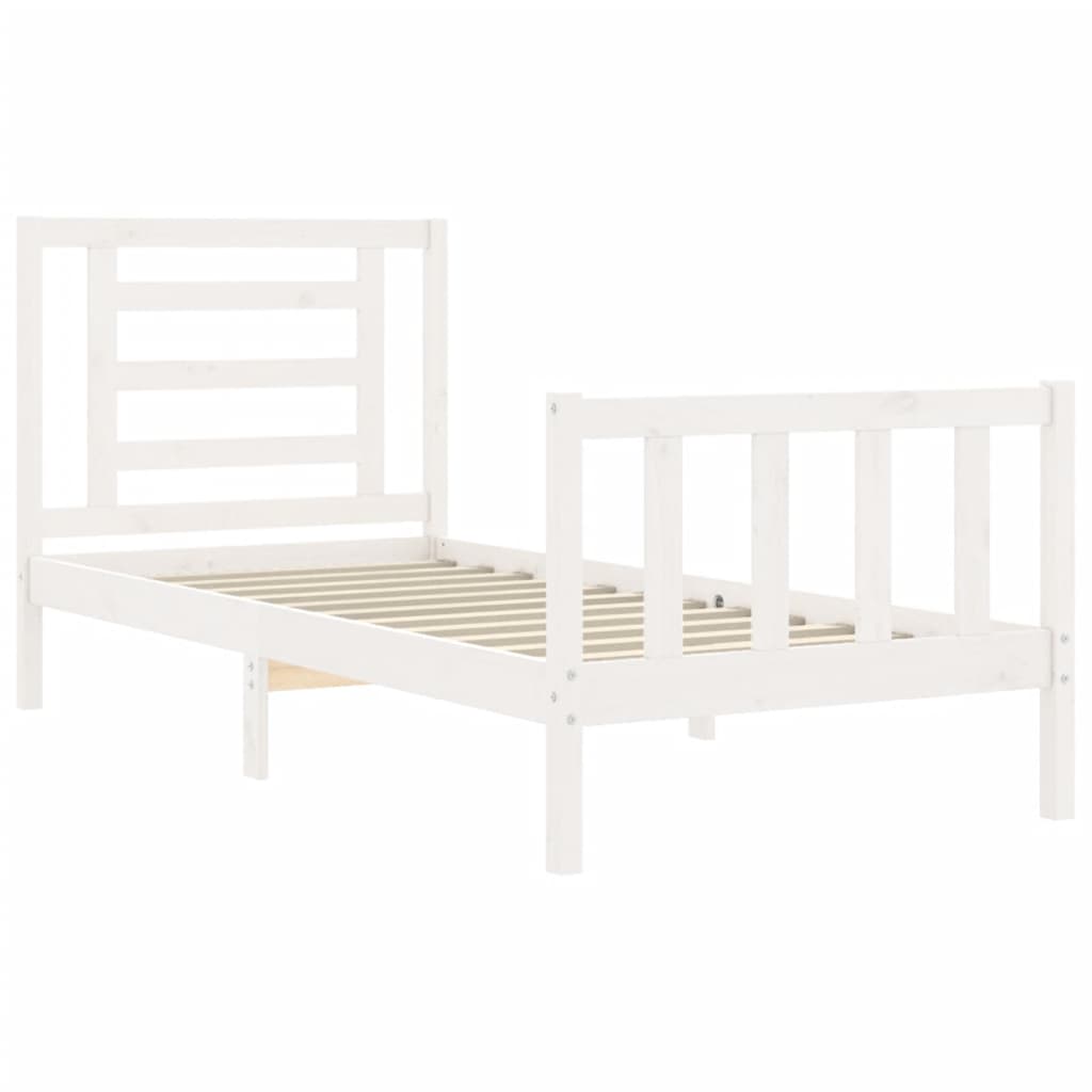 Cadre de lit sans matelas blanc 90x200 cm bois de pin massif