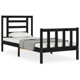 Cadre de lit sans matelas noir 90x200 cm bois de pin massif