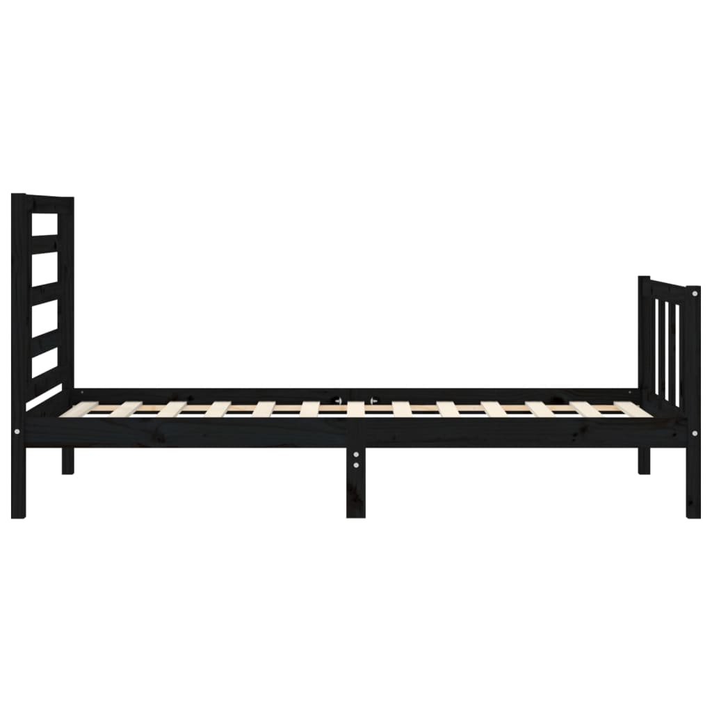 Cadre de lit sans matelas noir 90x200 cm bois de pin massif