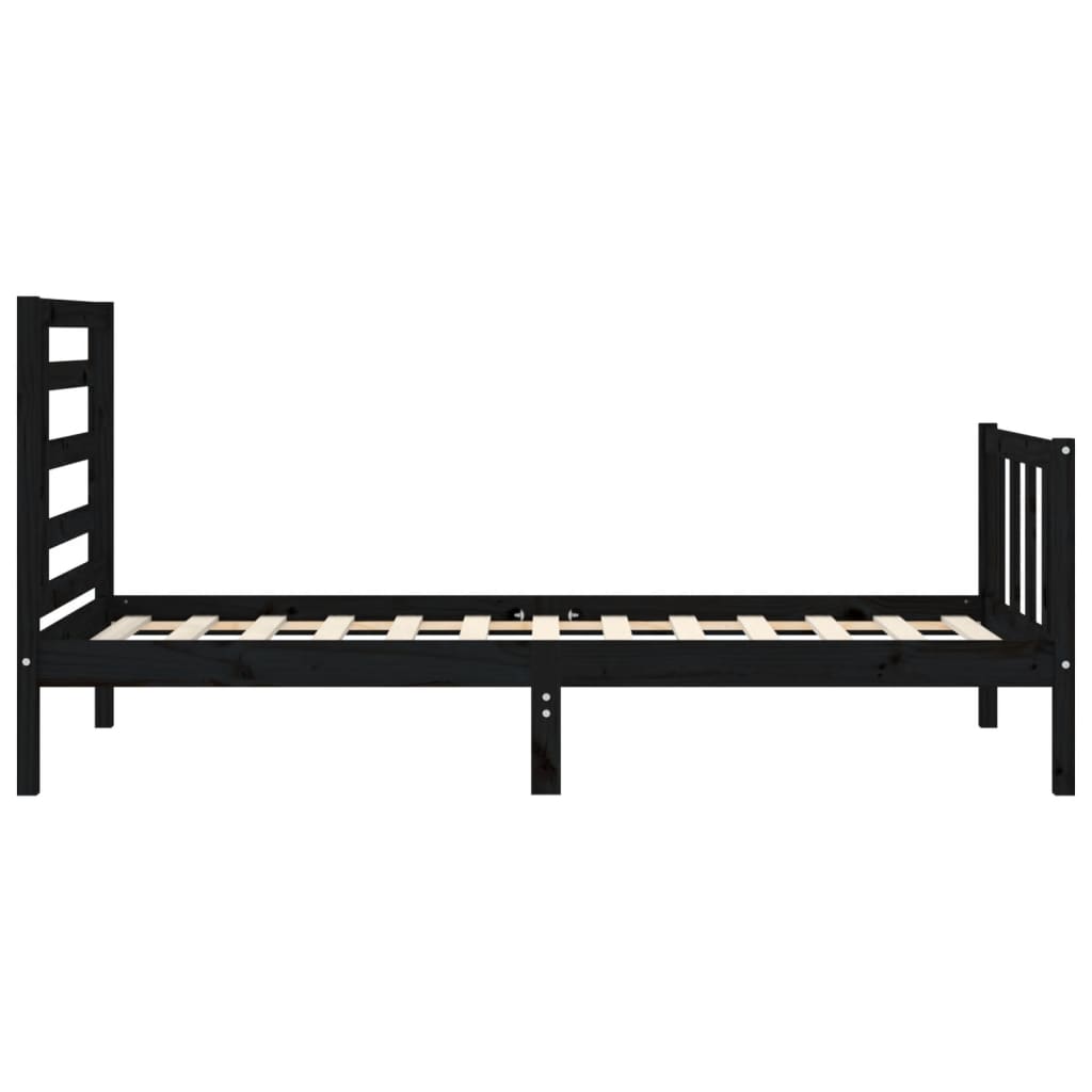 Cadre de lit sans matelas noir 100x200 cm bois massif de pin