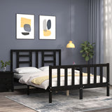 Cadre de lit sans matelas noir 120x200 cm bois de pin massif