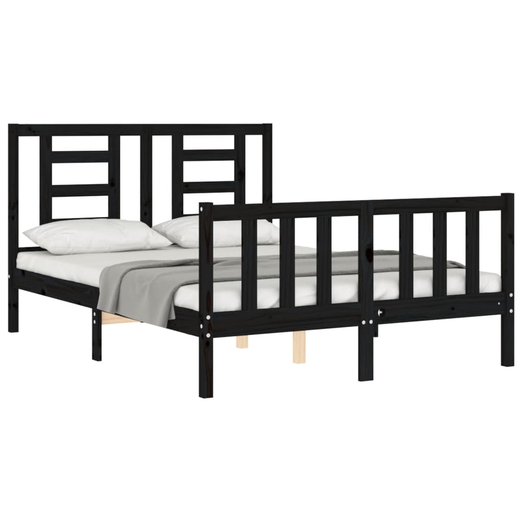 Cadre de lit sans matelas noir 120x200 cm bois de pin massif