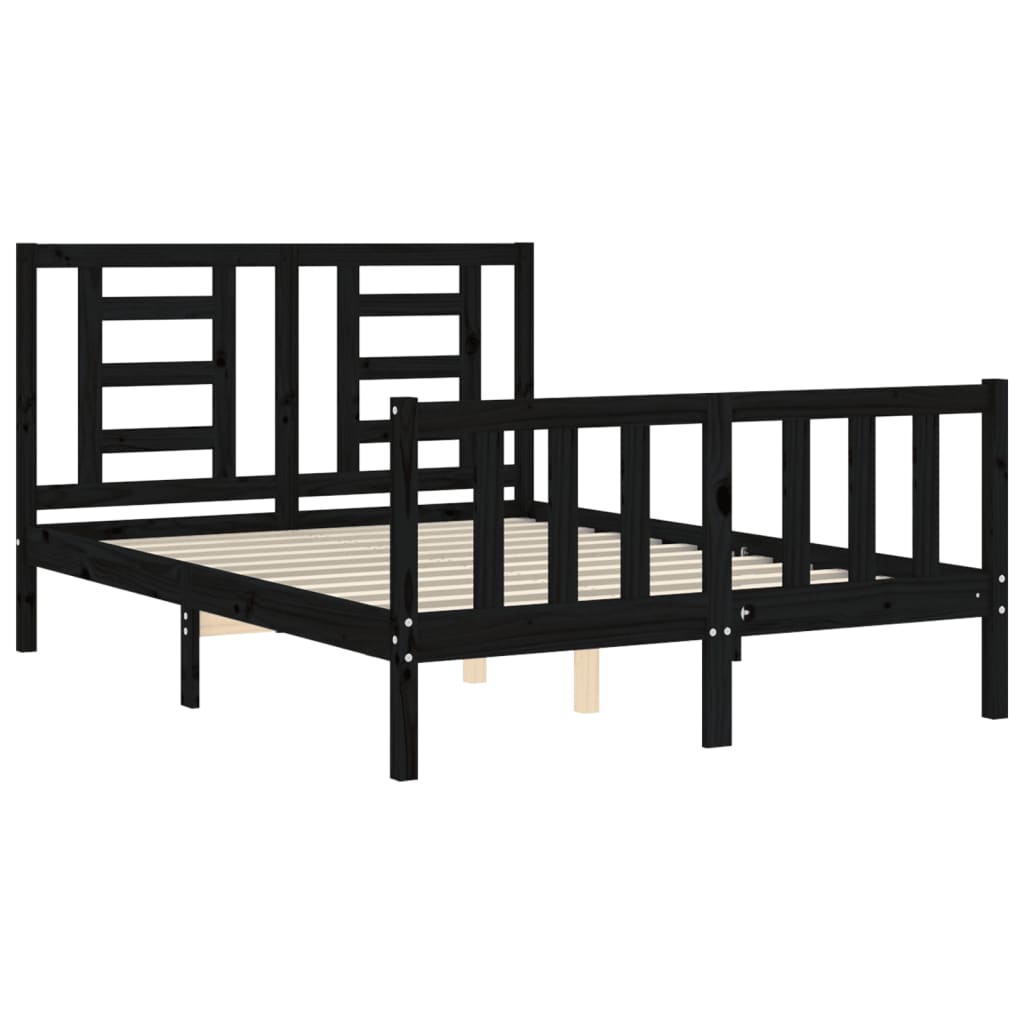 Cadre de lit sans matelas noir 120x200 cm bois de pin massif