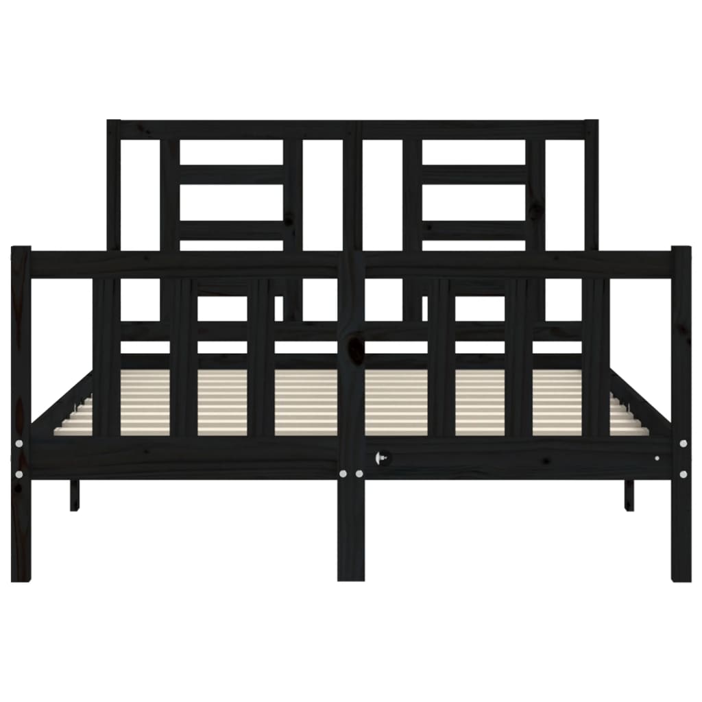 Cadre de lit sans matelas noir 120x200 cm bois de pin massif