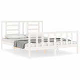 Bed frame without mattress white solid pine wood