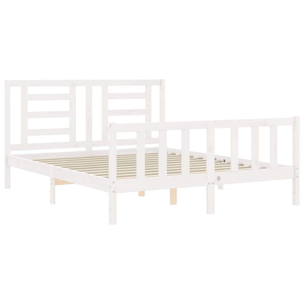 Bed frame without mattress white solid pine wood