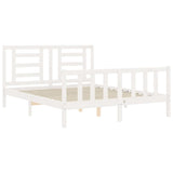 Bed frame without mattress white solid pine wood