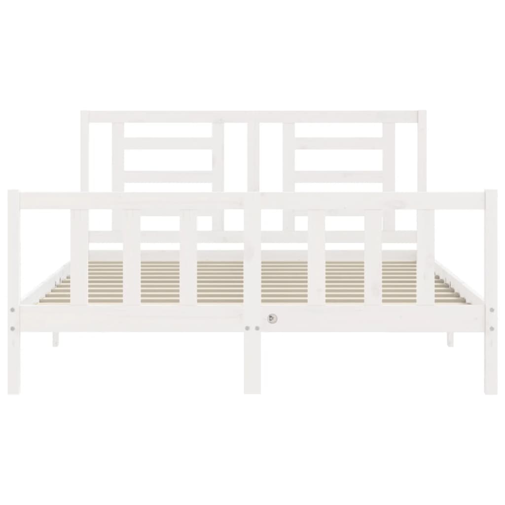 Bed frame without mattress white solid pine wood