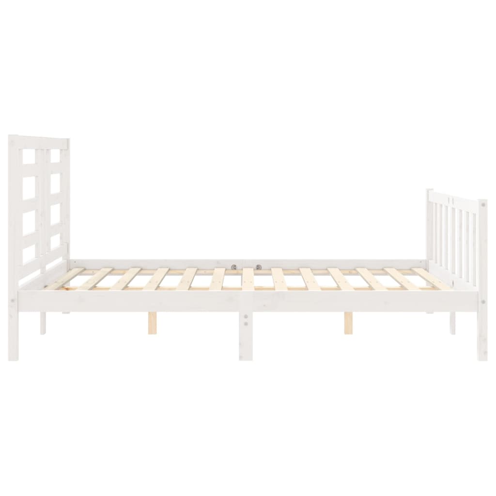 Bed frame without mattress white solid pine wood