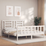 Bed frame without mattress white solid pine wood